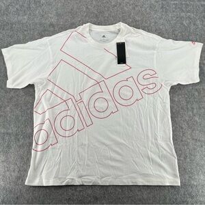 Adidas Womens White Logo Oversized T-Shirt Size L NEW